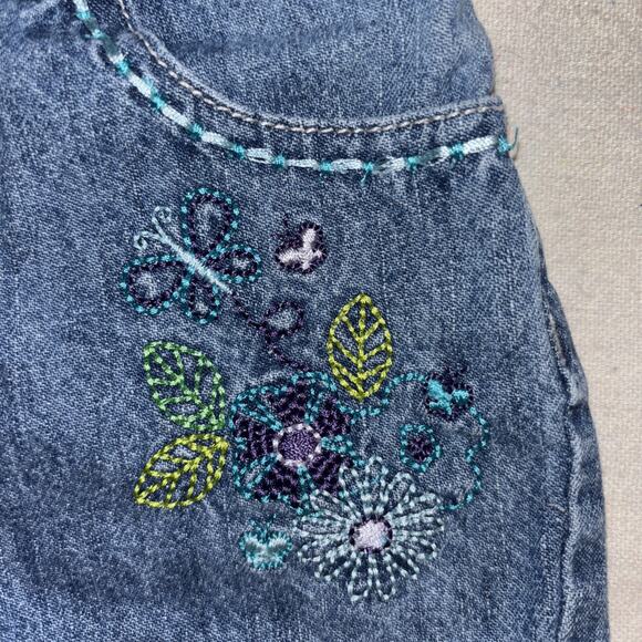 Vintage Baby Girl 18 Mon Faded Glory Butterfly Embroidered Jean Shorts W/Pockets - Picture 5 of 6